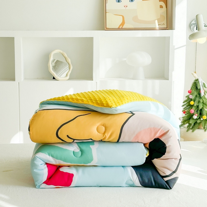 一电 2025新款跨境电商可真空儿童豆豆被幼儿园秋冬被芯宝宝婴儿午睡-第三批 奶茶小新