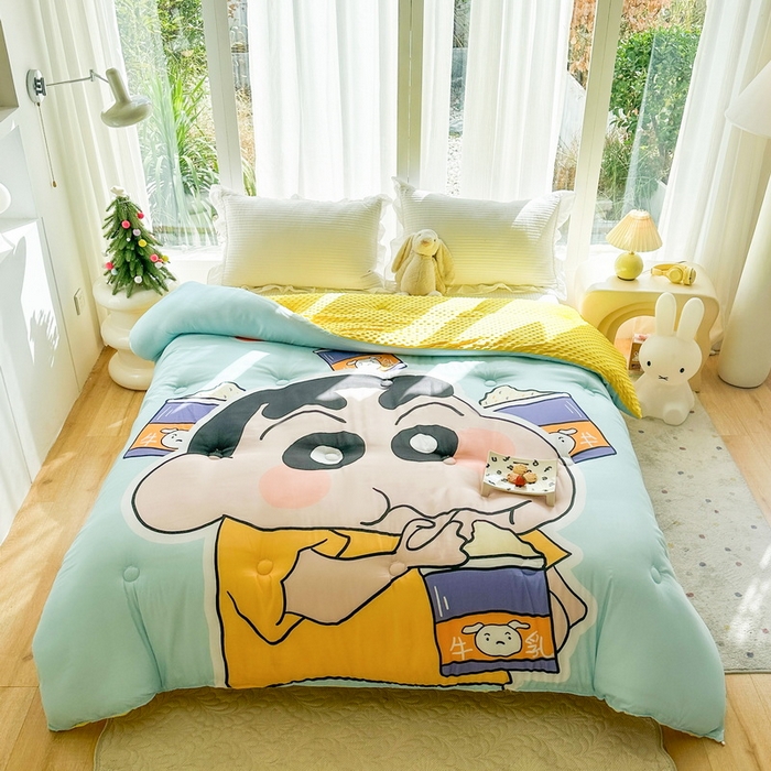 91家纺网 家纺一手货源 找家纺 一电 2025新款跨境电商可真空儿童豆豆被幼儿园秋冬被芯宝宝婴儿午睡-第三批 奶茶小新