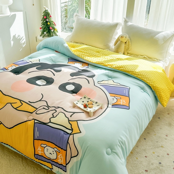 91家纺网 家纺一手货源 找家纺 一电 2025新款跨境电商可真空儿童豆豆被幼儿园秋冬被芯宝宝婴儿午睡-第三批 奶茶小新