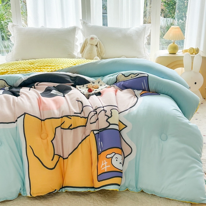 91家纺网 家纺一手货源 找家纺 一电 2025新款跨境电商可真空儿童豆豆被幼儿园秋冬被芯宝宝婴儿午睡-第三批 奶茶小新