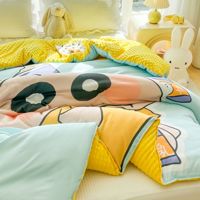 91家纺网 家纺一手货源 找家纺 一电 2025新款跨境电商可真空儿童豆豆被幼儿园秋冬被芯宝宝婴儿午睡-第三批 奶茶小新