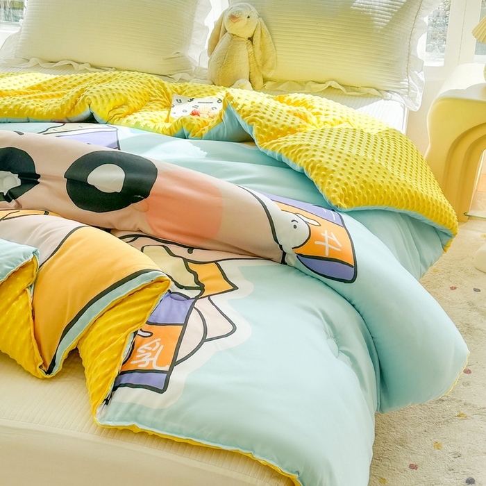 91家纺网 家纺一手货源 找家纺 一电 2025新款跨境电商可真空儿童豆豆被幼儿园秋冬被芯宝宝婴儿午睡-第三批 奶茶小新