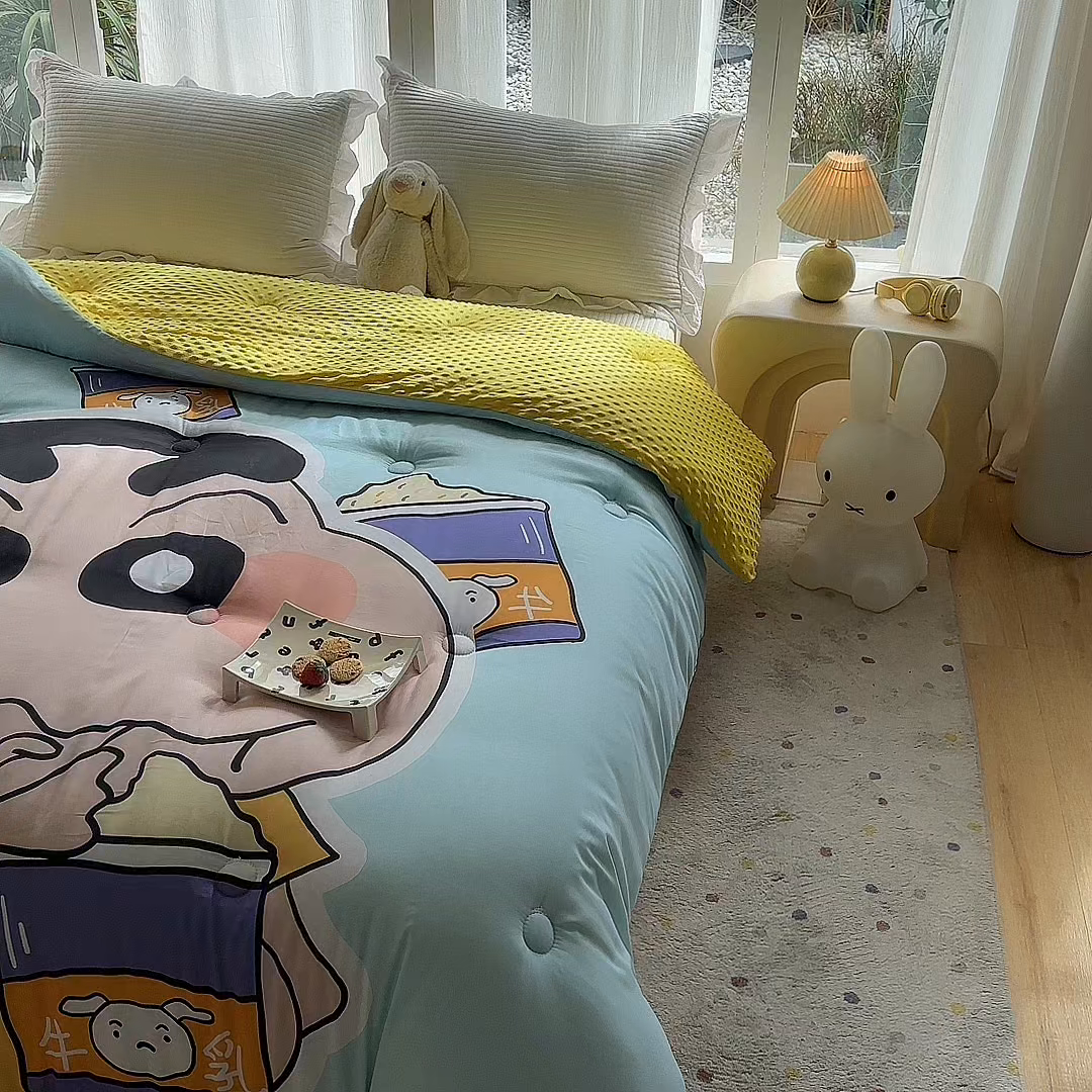 91家纺网 家纺一手货源 找家纺 一电 2025新款跨境电商可真空儿童豆豆被幼儿园秋冬被芯宝宝婴儿午睡-第三批 奶茶小新