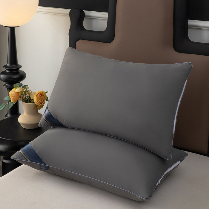 奕宸居 2025新款纯色希尔顿单边酒店枕头枕芯 灰色