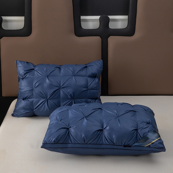 奕宸居 2025新款希尔顿亲肤扭花面包枕头枕芯 蓝色