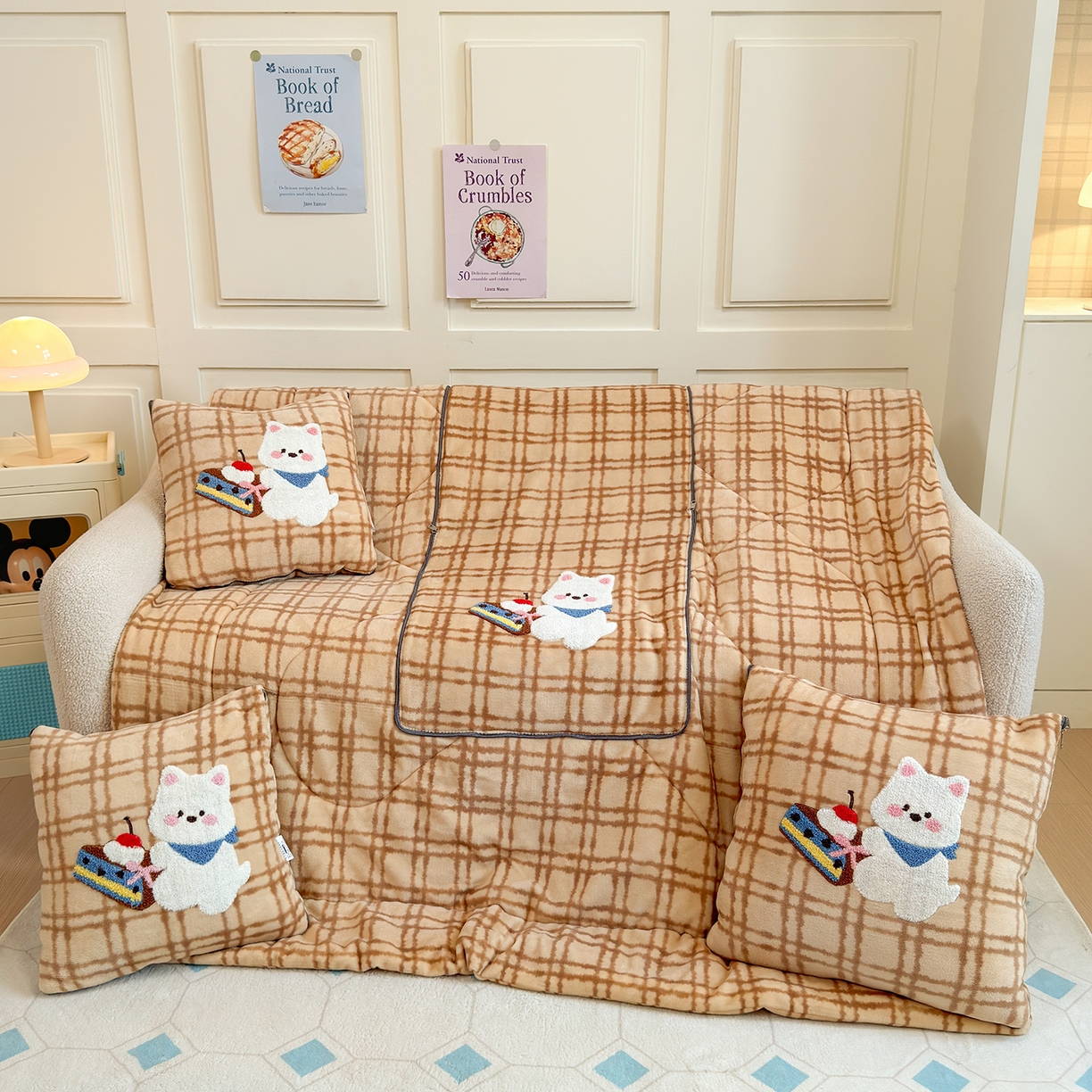 91家纺网 家纺一手货源 找家纺 （总）铭宣家居 2025新款牛奶绒毛巾绣软萌抱枕被