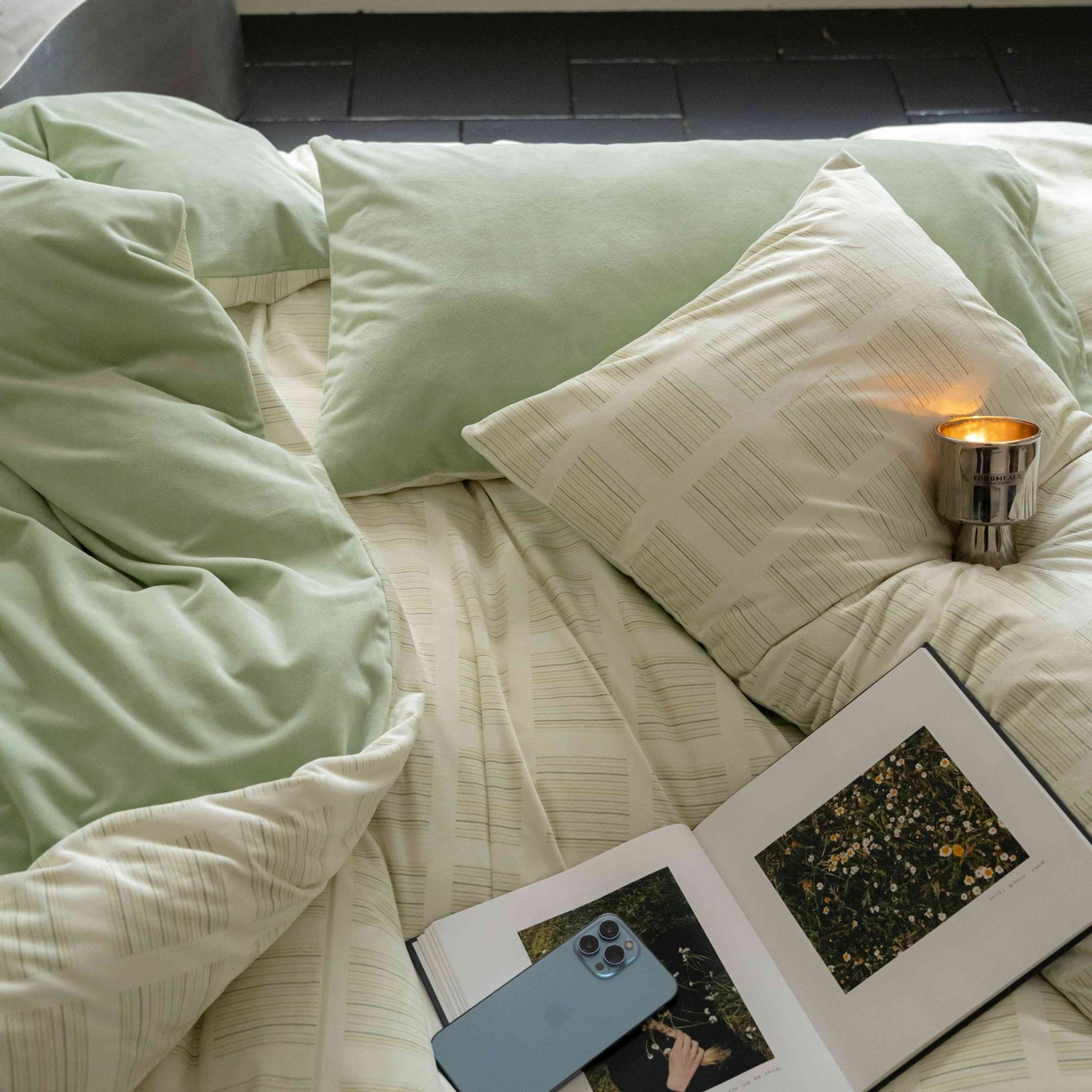 91家纺网 家纺一手货源 找家纺 ONE TWO ONE 121 2025新款轻奢新法式德芙绒宝宝绒婴儿绒短毛绒牛奶绒四件套床单被套-明日日记 明亮日记-米绿