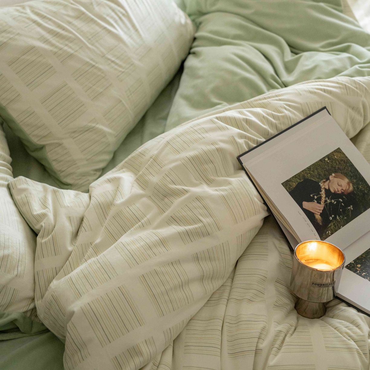 91家纺网 家纺一手货源 找家纺 ONE TWO ONE 121 2025新款轻奢新法式德芙绒宝宝绒婴儿绒短毛绒牛奶绒四件套床单被套-明日日记 明亮日记-米绿