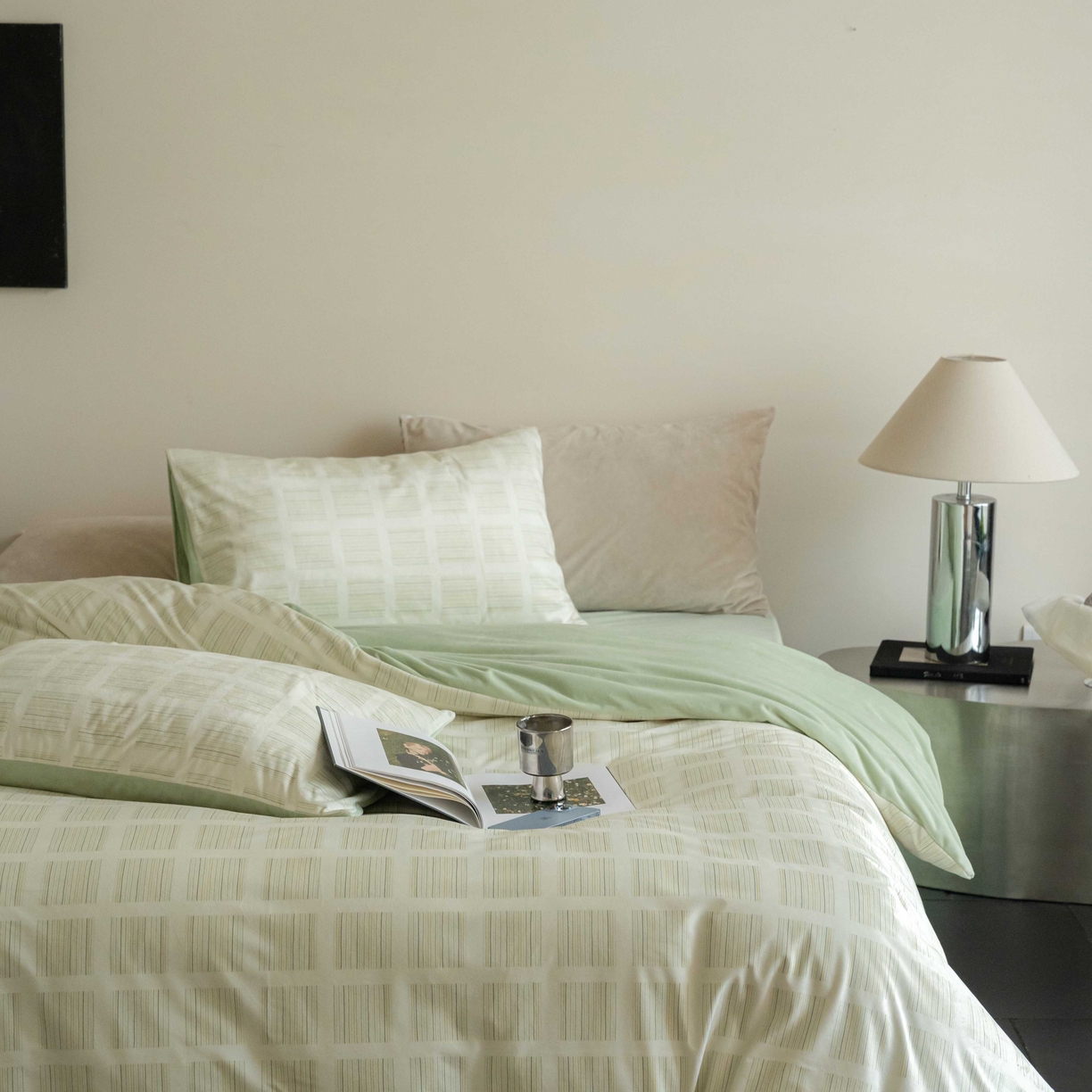 91家纺网 家纺一手货源 找家纺 ONE TWO ONE 121 2025新款轻奢新法式德芙绒宝宝绒婴儿绒短毛绒牛奶绒四件套床单被套-明日日记 明亮日记-米绿