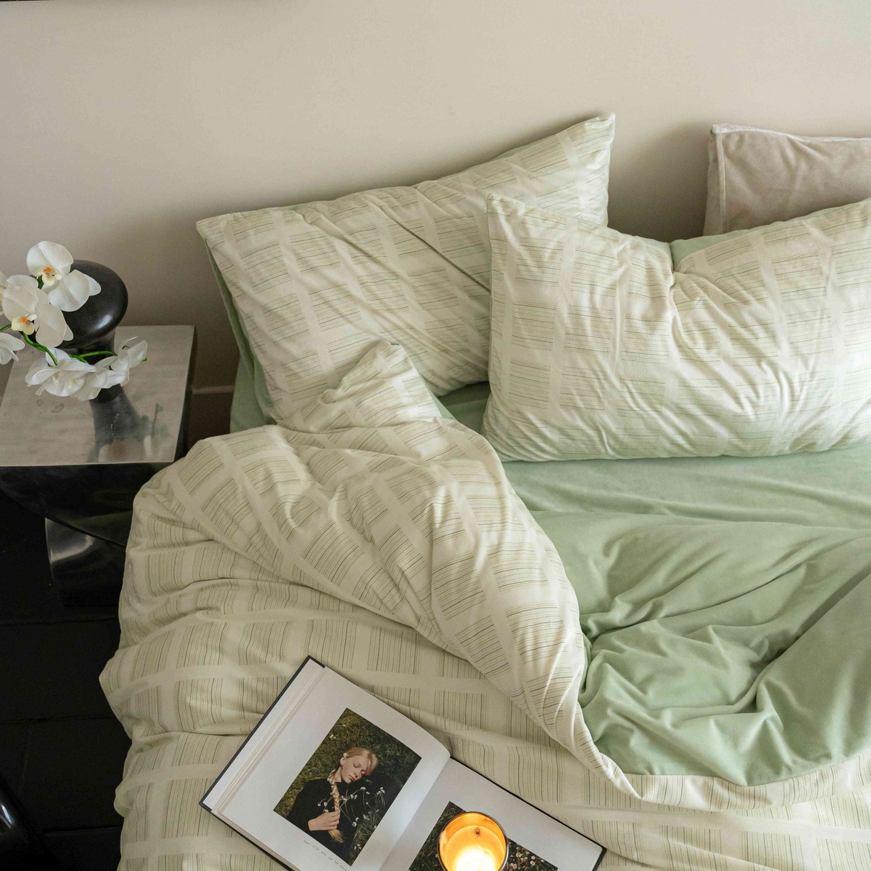 91家纺网 家纺一手货源 找家纺 ONE TWO ONE 121 2025新款轻奢新法式德芙绒宝宝绒婴儿绒短毛绒牛奶绒四件套床单被套-明日日记 明亮日记-米绿