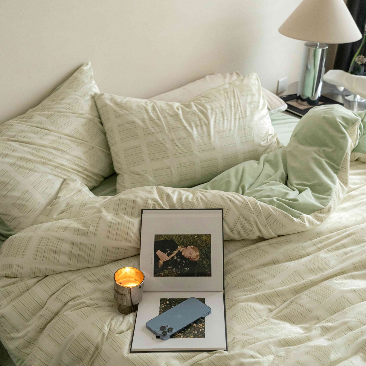 91家纺网 家纺一手货源 找家纺 ONE TWO ONE 121 2025新款轻奢新法式德芙绒宝宝绒婴儿绒短毛绒牛奶绒四件套床单被套-明日日记 明亮日记-米绿