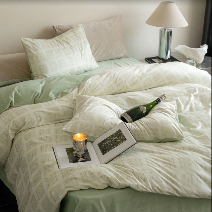 ONE TWO ONE 121 2025新款轻奢新法式德芙绒宝宝绒婴儿绒短毛绒牛奶绒四件套床单被套-明日日记 明亮日记-米绿