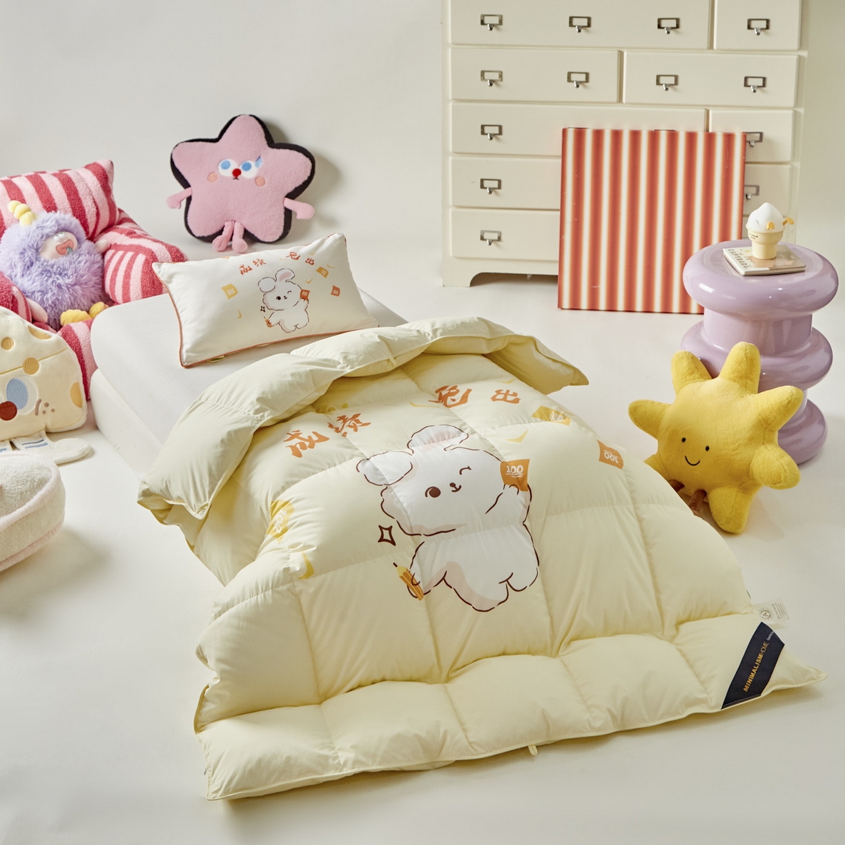 91家纺网 家纺一手货源 找家纺 （总）暖羽屋羽绒馆 2025新款国标过检 绒子含量 95白鹅绒被芯儿童学生婴幼儿园小羽绒被子1.2米