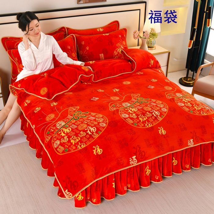 91家纺网 家纺一手货源 找家纺 （总）栩裕纺织 2025新款230高克重牛奶绒法莱绒印花四件套-直播热款8斤半