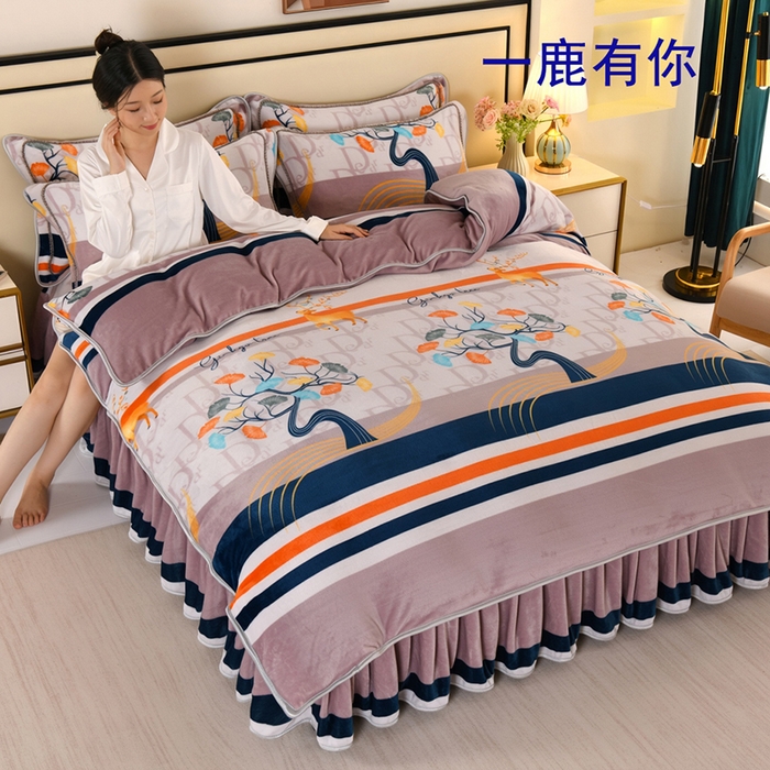 91家纺网 家纺一手货源 找家纺 （总）栩裕纺织 2025新款230高克重牛奶绒法莱绒印花四件套-直播热款8斤半