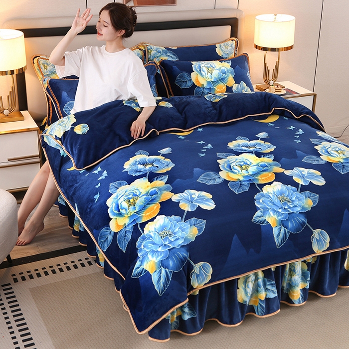 91家纺网 家纺一手货源 找家纺 （总）栩裕纺织 2025新款230高克重牛奶绒法莱绒印花四件套-直播热款8斤半