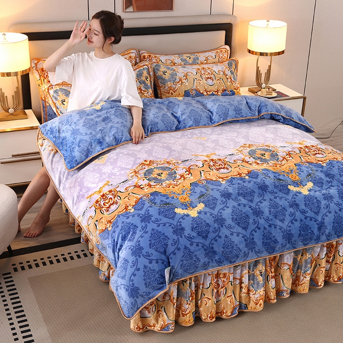 91家纺网 家纺一手货源 找家纺 （总）栩裕纺织 2025新款230高克重牛奶绒法莱绒印花四件套-直播热款8斤半