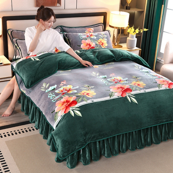 91家纺网 家纺一手货源 找家纺 （总）栩裕纺织 2025新款230高克重牛奶绒法莱绒印花四件套-直播热款8斤半