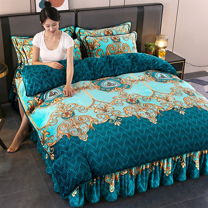 91家纺网 家纺一手货源 找家纺 （总）栩裕纺织 2025新款230高克重牛奶绒法莱绒印花四件套-直播热款8斤半