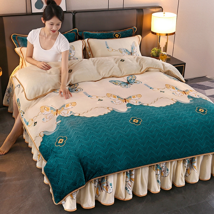 91家纺网 家纺一手货源 找家纺 （总）栩裕纺织 2025新款230高克重牛奶绒法莱绒印花四件套-直播热款8斤半