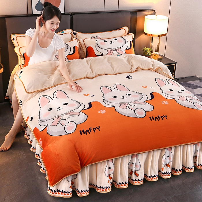 91家纺网 家纺一手货源 找家纺 （总）栩裕纺织 2025新款230高克重牛奶绒法莱绒印花四件套-直播热款8斤半