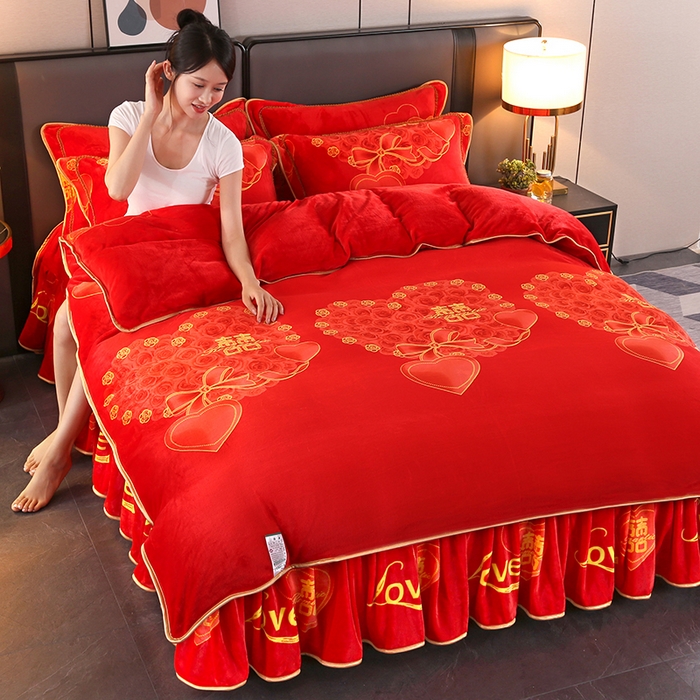 91家纺网 家纺一手货源 找家纺 （总）栩裕纺织 2025新款230高克重牛奶绒法莱绒印花四件套-直播热款8斤半