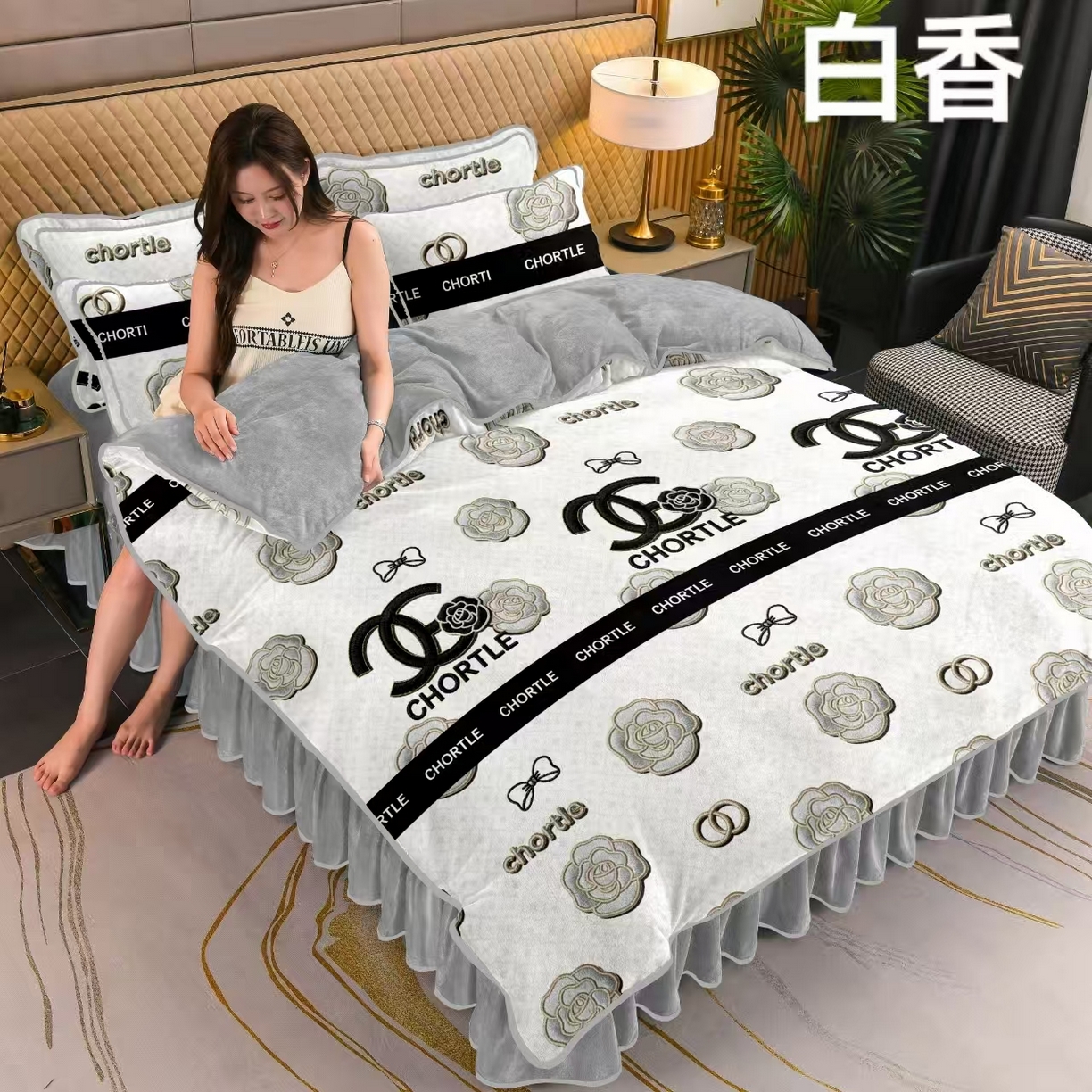 91家纺网 家纺一手货源 找家纺 栩裕纺织 2025新款230高克重牛奶绒法莱绒印花四件套-直播热款8斤半 安妮