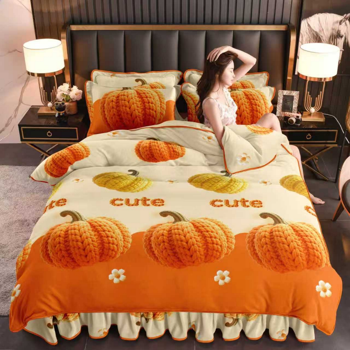 91家纺网 家纺一手货源 找家纺 （总）栩裕纺织 2025新款230高克重牛奶绒法莱绒印花四件套-直播热款8斤半