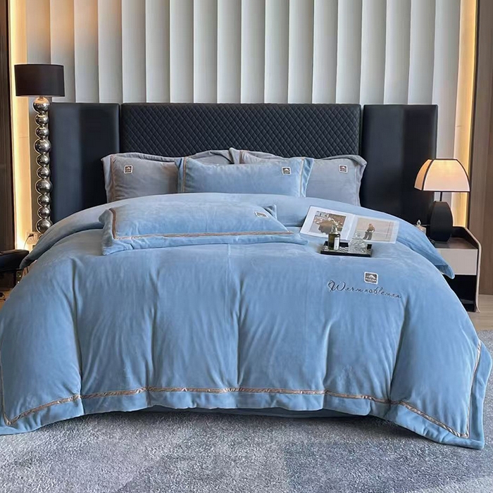未来家居 2025新款工艺款绣花绒四件套-名品之光 名品之光-蓝