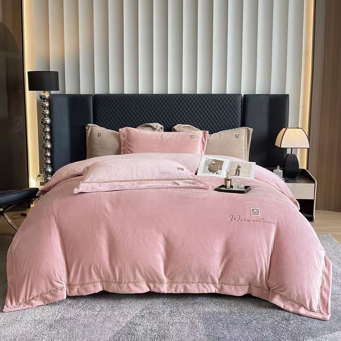 未来家居 2025新款工艺款绣花绒四件套-名品之光 名品之光-浅粉