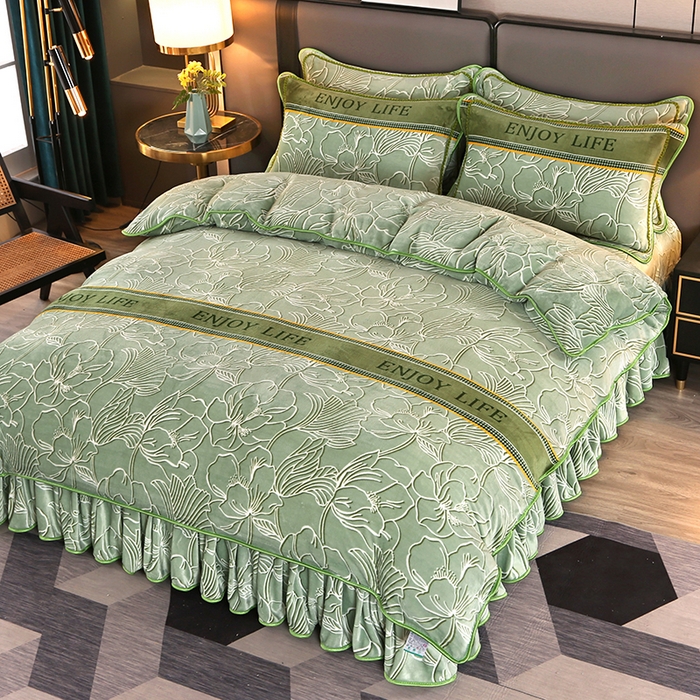 91家纺网 家纺一手货源 找家纺 栩裕纺织 2025新款230高克重牛奶绒法莱绒印花四件套-直播热款8斤半 缤纷花季