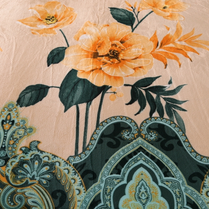 91家纺网 家纺一手货源 找家纺 栩裕纺织 2025新款230高克重牛奶绒法莱绒印花四件套-直播热款8斤半 素色花卉