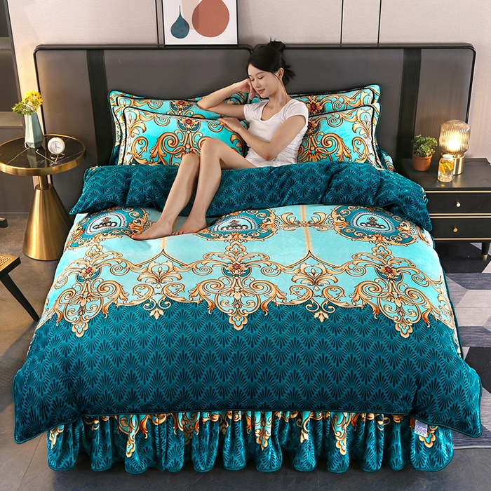 91家纺网 家纺一手货源 找家纺 栩裕纺织 2025新款230高克重牛奶绒法莱绒印花四件套-直播热款8斤半 向阳花开