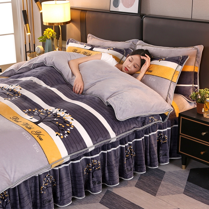 91家纺网 家纺一手货源 找家纺 栩裕纺织 2025新款230高克重牛奶绒法莱绒印花四件套-直播热款8斤半 悠然花语