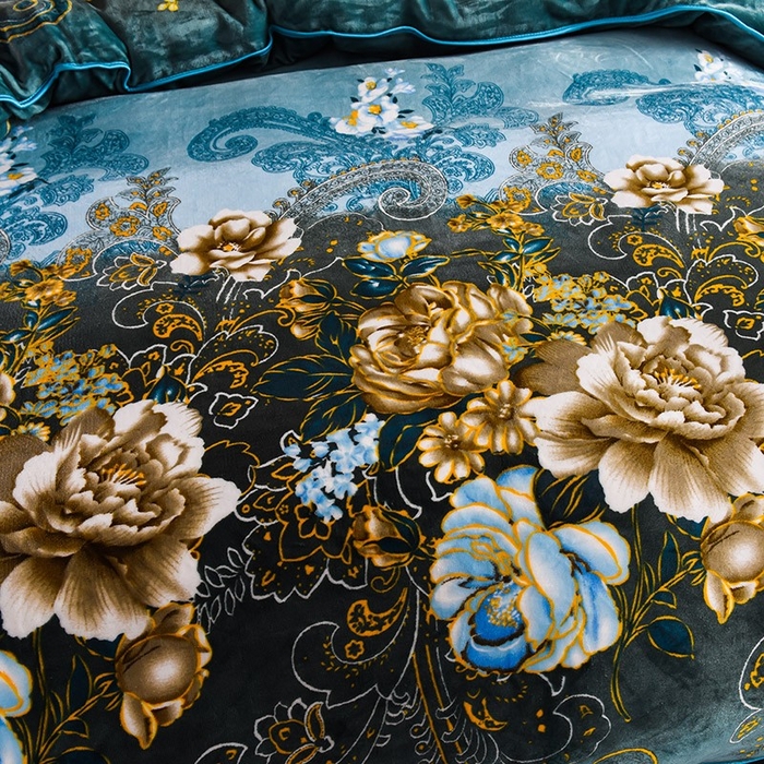 91家纺网 家纺一手货源 找家纺 栩裕纺织 2025新款230高克重牛奶绒法莱绒印花四件套-直播热款8斤半 花样情怀