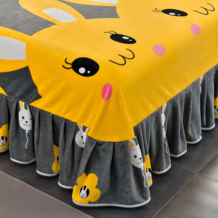 91家纺网 家纺一手货源 找家纺 栩裕纺织 2025新款230高克重牛奶绒法莱绒印花四件套-直播热款8斤半 萌兔