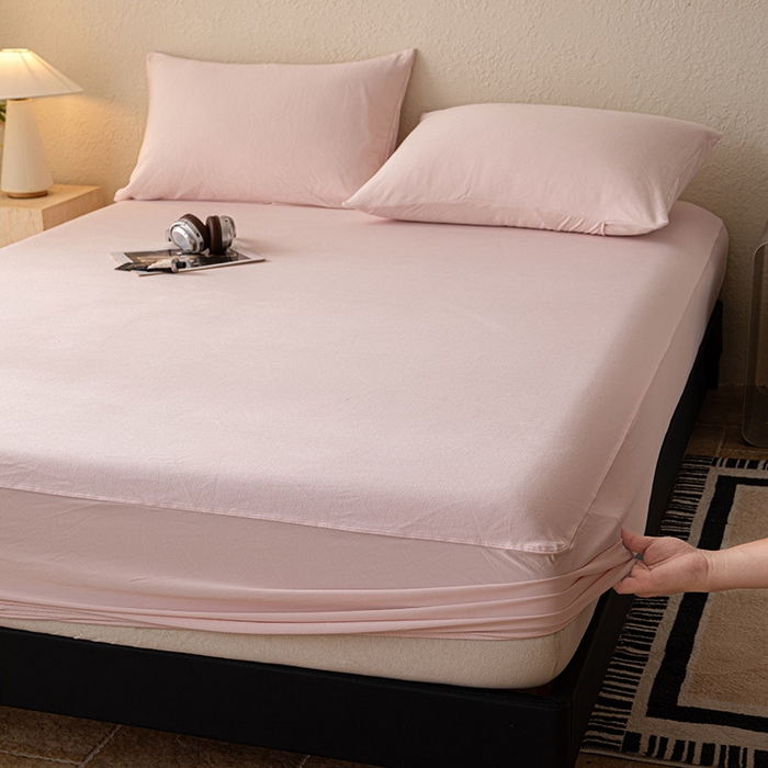 91家纺网 家纺一手货源 找家纺 大红帽家纺 2025新款亲肤舒适深睡床笠 淡云粉