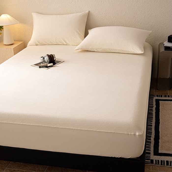 91家纺网 家纺一手货源 找家纺 大红帽家纺 2025新款亲肤舒适深睡床笠 奶油黄