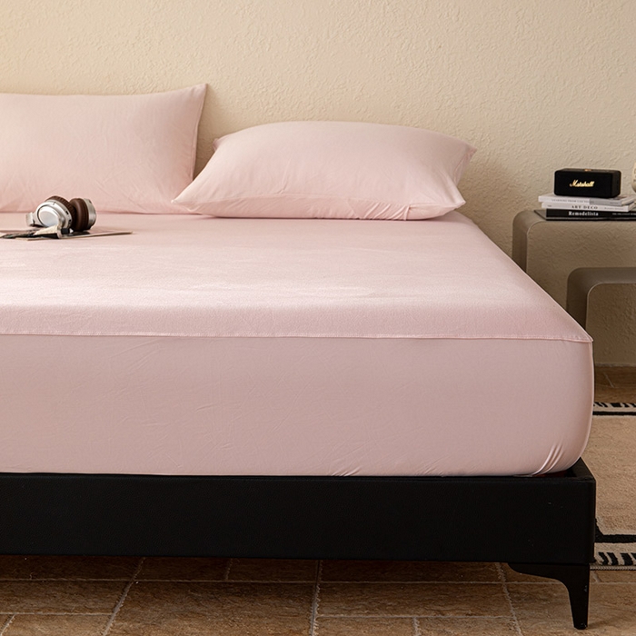 91家纺网 家纺一手货源 找家纺 大红帽家纺 2025新款亲肤舒适深睡床笠 淡云粉