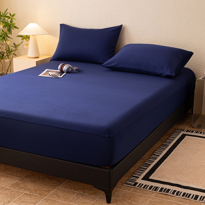 91家纺网 家纺一手货源 找家纺 大红帽家纺 2025新款亲肤舒适深睡床笠 静海蓝