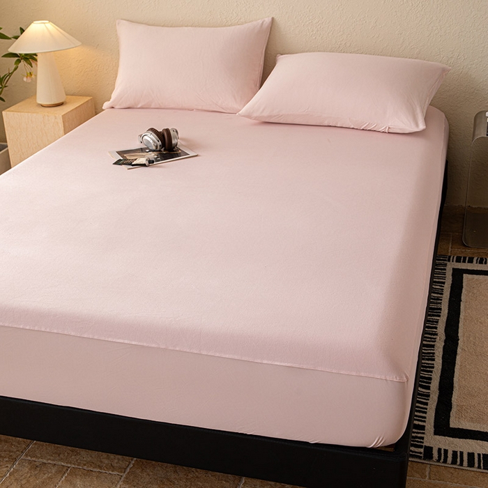 91家纺网 家纺一手货源 找家纺 大红帽家纺 2025新款亲肤舒适深睡床笠 淡云粉