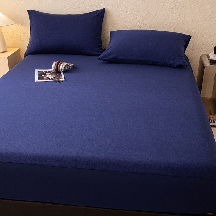 91家纺网 家纺一手货源 找家纺 大红帽家纺 2025新款亲肤舒适深睡床笠 静海蓝