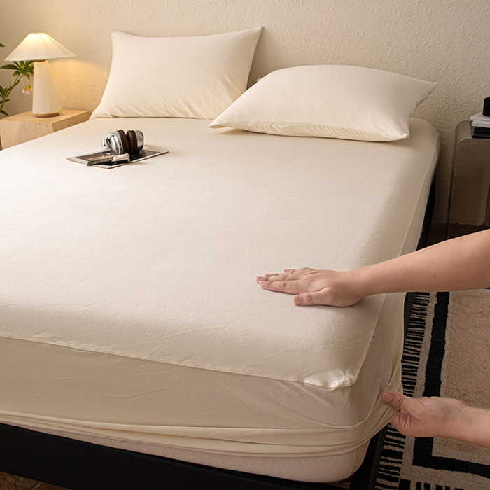 91家纺网 家纺一手货源 找家纺 大红帽家纺 2025新款亲肤舒适深睡床笠 奶油黄