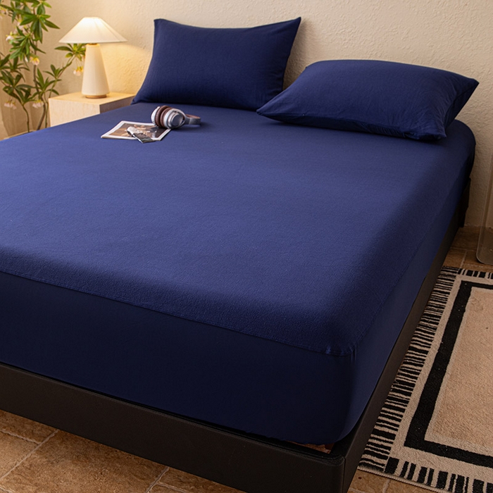 91家纺网 家纺一手货源 找家纺 大红帽家纺 2025新款亲肤舒适深睡床笠 静海蓝