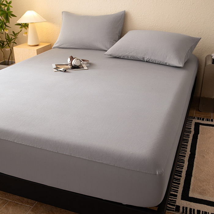 91家纺网 家纺一手货源 找家纺 大红帽家纺 2025新款亲肤舒适深睡床笠 月光灰