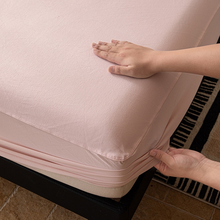 91家纺网 家纺一手货源 找家纺 大红帽家纺 2025新款亲肤舒适深睡床笠 淡云粉