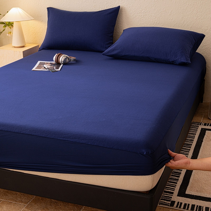 91家纺网 家纺一手货源 找家纺 大红帽家纺 2025新款亲肤舒适深睡床笠 静海蓝