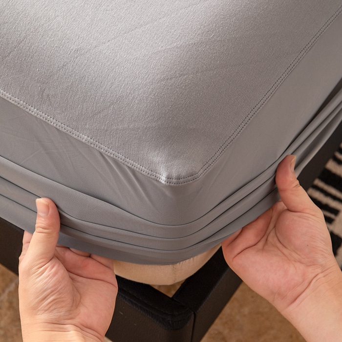 91家纺网 家纺一手货源 找家纺 大红帽家纺 2025新款亲肤舒适深睡床笠 月光灰