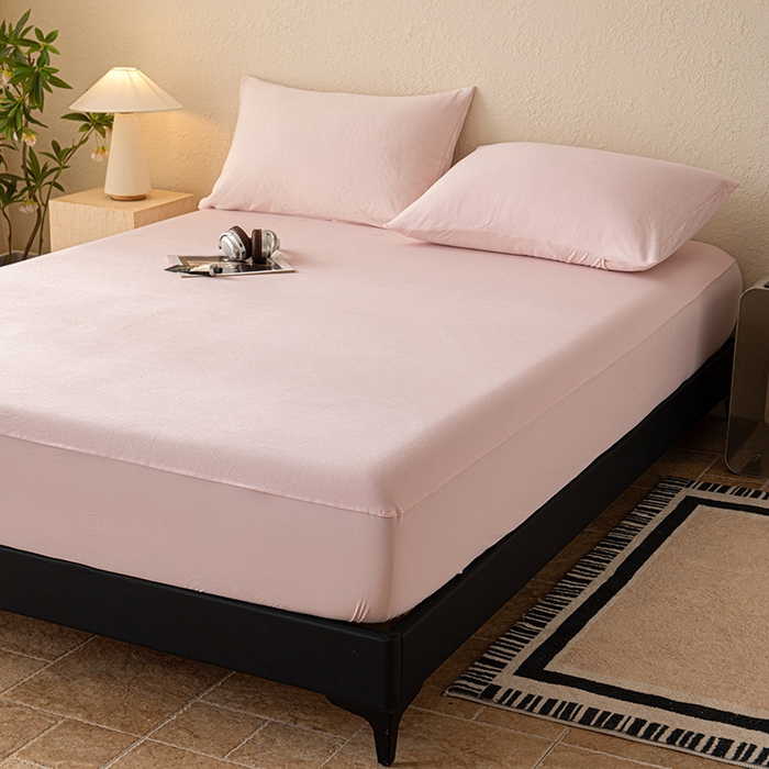 91家纺网 家纺一手货源 找家纺 大红帽家纺 2025新款亲肤舒适深睡床笠 淡云粉