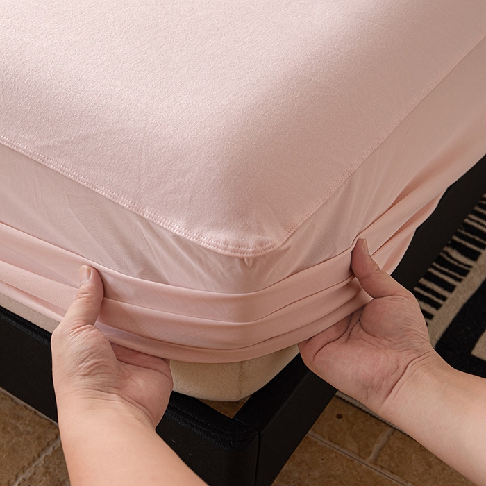 91家纺网 家纺一手货源 找家纺 大红帽家纺 2025新款亲肤舒适深睡床笠 淡云粉